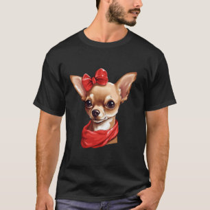 Cute Chihuahua in a Bow Tie Headband Red Bandanna T-Shirt