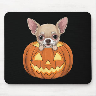 Cute Chihuahua In Pumpkin Funny Dog Halloween Mouse Pad