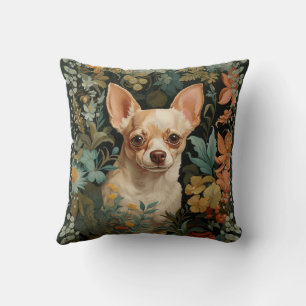 Cute Chihuahua in William Morris Style Garden Cushion