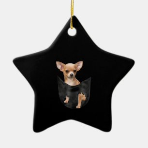 Cute Chihuahua In Your Pocket Christmas Ceramic Tree Decoration