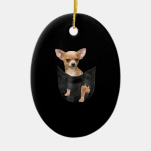 Cute Chihuahua In Your Pocket Christmas Ceramic Tree Decoration