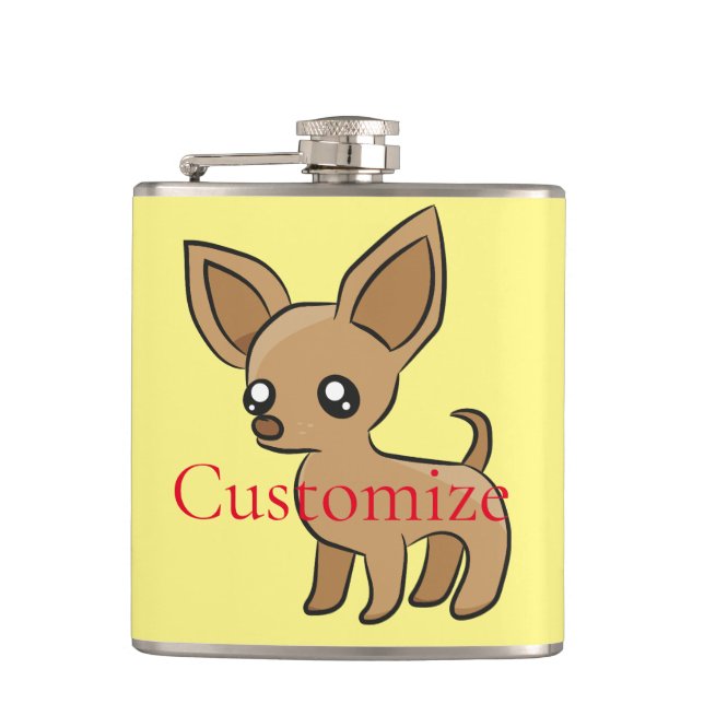 Cute Chihuahua Mama Art Thunder_Cove Hip Flask (Front)