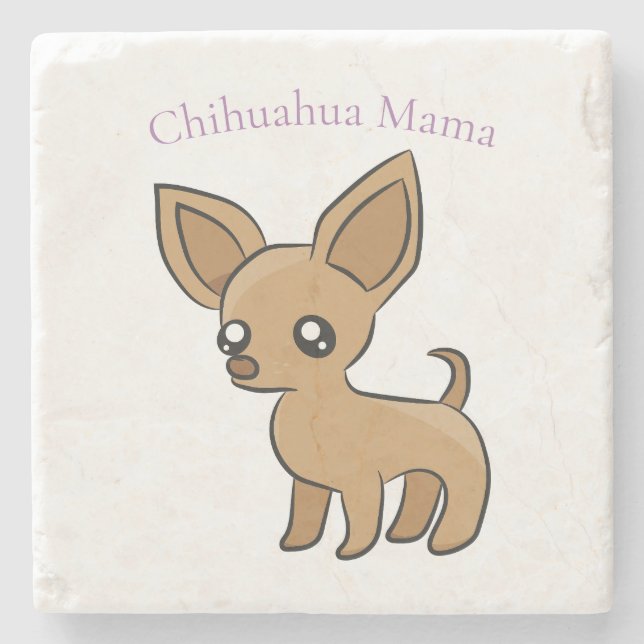 Cute Chihuahua Mama Art Thunder_Cove Stone Coaster (Front)