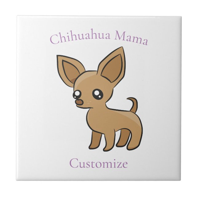 Cute Chihuahua Mama Art Thunder_Cove Tile (Front)