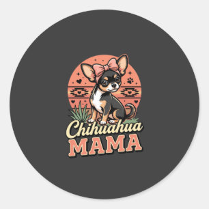 Cute Chihuahua Mama Bow Dog Mom Classic Round Sticker