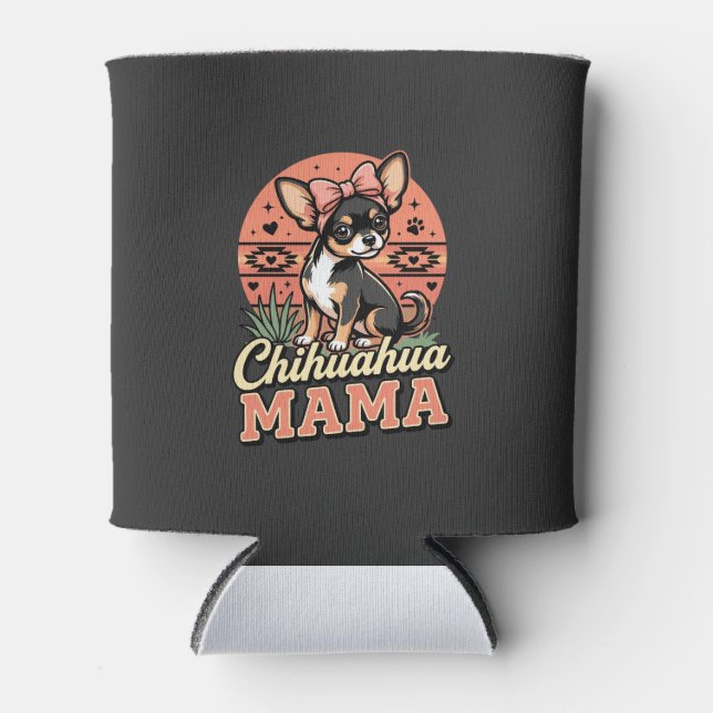 Cute Chihuahua Mama Bow Dog Mum Can Cooler (Front)