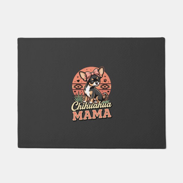 Cute Chihuahua Mama Bow Dog Mum Doormat (Front)