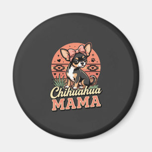 Cute Chihuahua Mama Bow Dog Mum Magnet