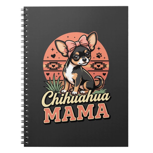 Cute Chihuahua Mama Bow Dog Mum Notebook (Front)
