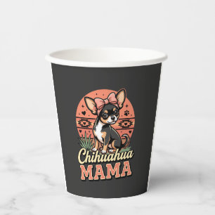Cute Chihuahua Mama Bow Dog Mum Paper Cups