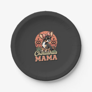 Cute Chihuahua Mama Bow Dog Mum Paper Plate