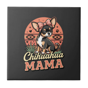 Cute Chihuahua Mama Bow Dog Mum Tile