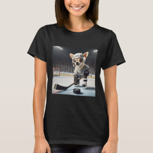 Cute Chihuahua On Ice For Hockey And Chihuahua Fan T-Shirt