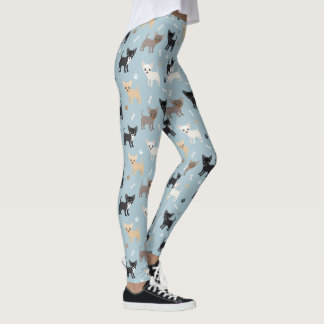 Cute Chihuahua Pattern Blue Leggings