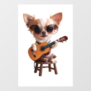 cute chihuahua playing classical guitar cartoon fu