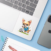 Cute Chihuahua Playing Soccer Dog Sports Kiss Cut