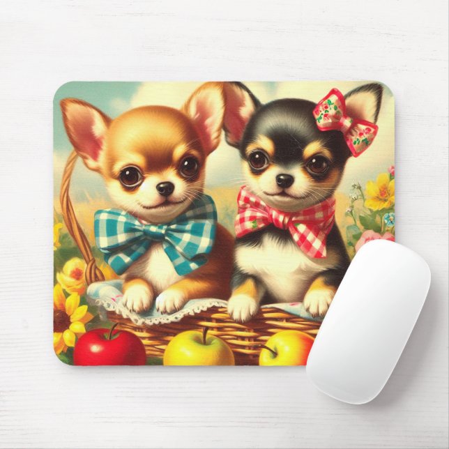 Cute Chihuahua Puppies Mouse Pad (With Mouse)