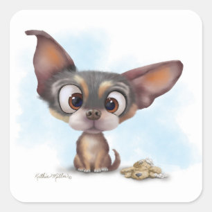 Cute Chihuahua Puppy Cartoon Square Sticker