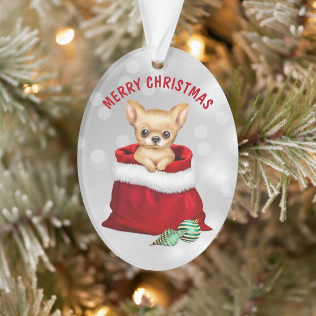 Cute Chihuahua Puppy Dog Gift Surprise Ornament (Tree)