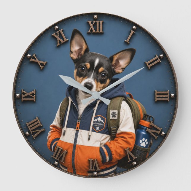 Cute Chihuahua Puppy  Large Clock (Front)