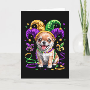 Cute Chihuahua Puppy Mardi Gras Dog Lovers Fun Car Card