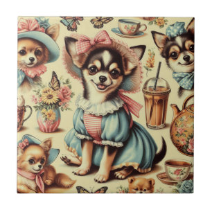 Cute Chihuahua Puppy Painting Tile