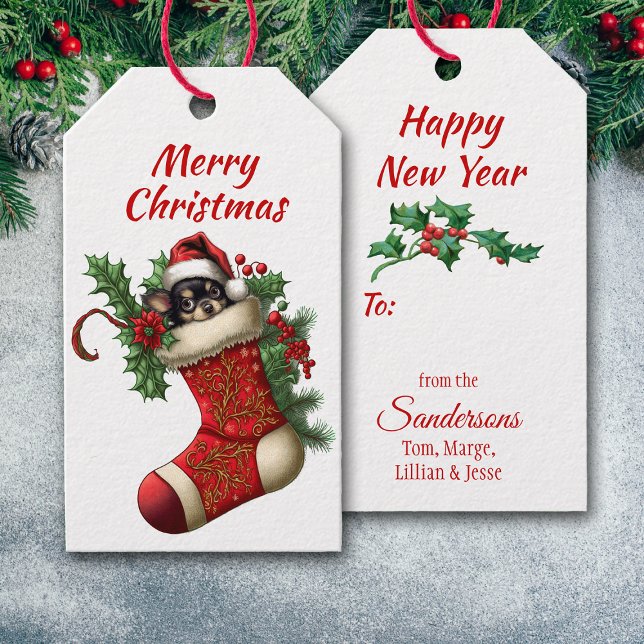Cute Chihuahua Puppy Peeking Gift Tags (Creator Uploaded)