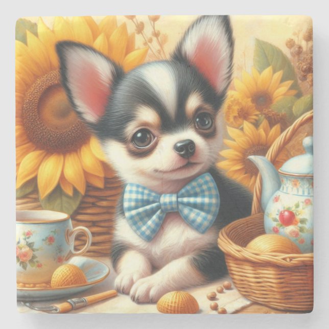 Cute Chihuahua Puppy Stone Coaster (Front)