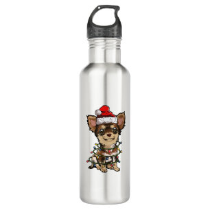 Cute Chihuahua Santa Christmas Tree Lights Xmas Do 710 Ml Water Bottle