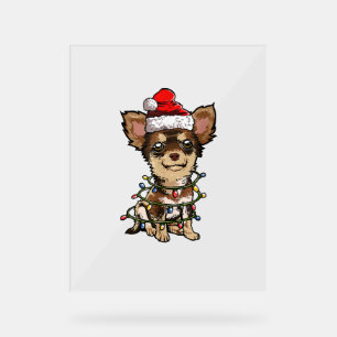 Cute Chihuahua Santa Christmas Tree Lights Xmas Do Acrylic Sign