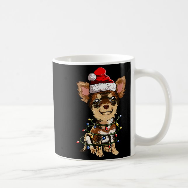Cute Chihuahua Santa Christmas Tree Lights Xmas Do Coffee Mug (Right)