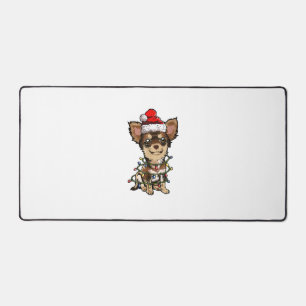 Cute Chihuahua Santa Christmas Tree Lights Xmas Do Desk Mat