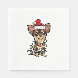 Cute Chihuahua Santa Christmas Tree Lights Xmas Do Napkin