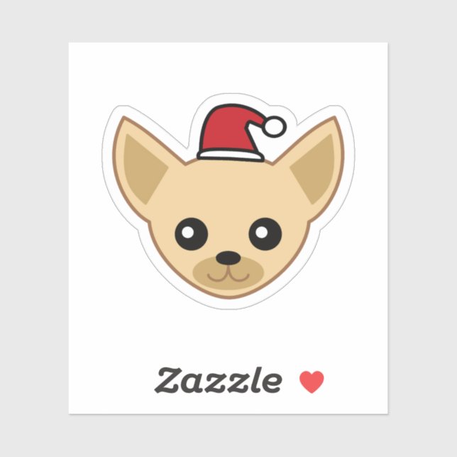 Cute Chihuahua Santa Hat Vinyl Sticker (Sheet)