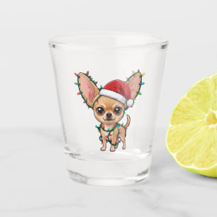 Cute Chihuahua Wearing a Cosy Christmas Sweater Shot Glass