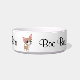 Cute Chihuahua White Pet Bowl Add Name