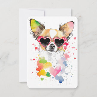 Cute Chihuahua with Heart Sunglasses Thank You Card