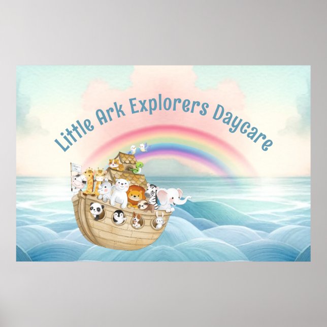 Cute Child Care Daycare Noah's Ark Business Poster (Front)