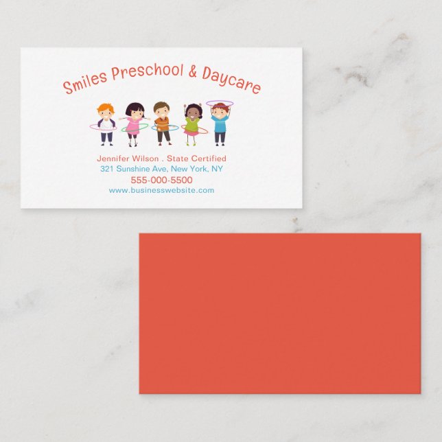 Cute Child Daycare Childcare Centre Service Business Card (Front/Back)