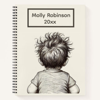 Cute Child Messy Hair Personalize Notebook