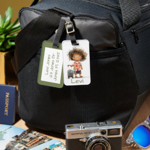 Cute Child with Suitcase Child's Luggage Tag