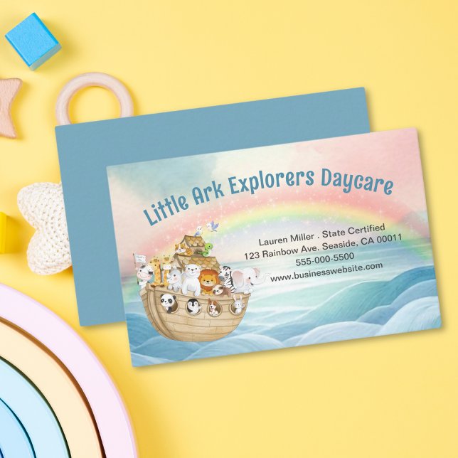 Cute Childcare Daycare Noah's Ark Business Card (Creator Uploaded)