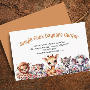 Cute Childcare Daycare Safari Animals Floral Business Card