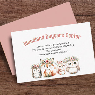 Cute Childcare Daycare Woodland Animals Business Card