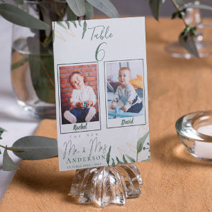 Cute Childhood Photos Of Bride & Groom   Wedding T Thank You Card