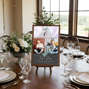 Cute Childhood Photos Of Bride & Groom Wedding Table Number