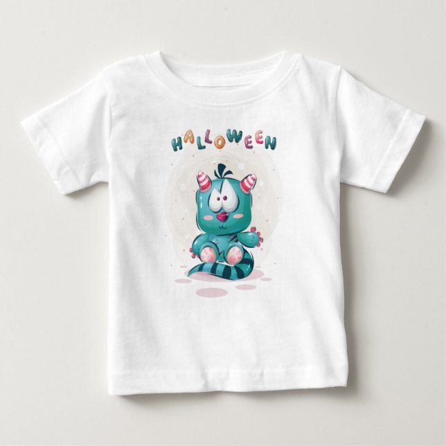 Cute Childish Halloween Monster Toddler  Baby T-Shirt (Front)