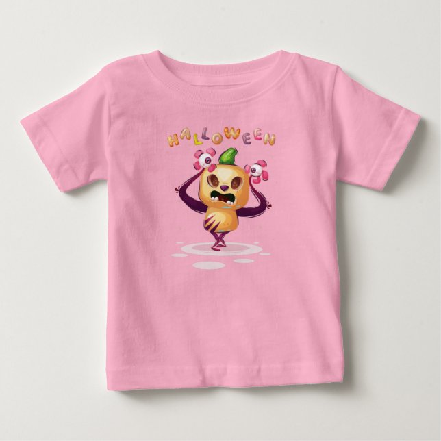 Cute Childish pumpkin Halloween Monster Toddler   Baby T-Shirt (Front)