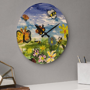 Cute Children Art Large Clock