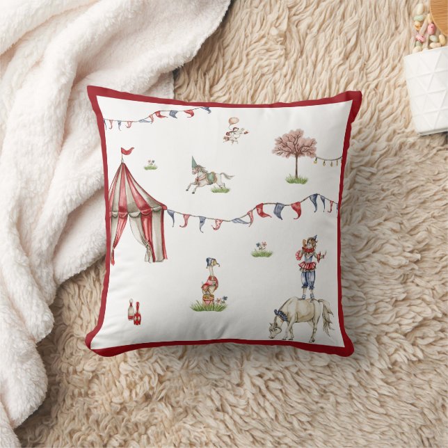 Cute Children Circus Carnival Animals Pattern Cushion (Blanket)